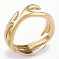 Elegante anello dorato a forma di corna di cervo con un design minimalista ispirato alla natura - US 7 / Stile corna di cervo d'oro (15507)