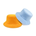 Reversible bucket hat for adults and kids in bright yellow and light blue cotton - Outer Sky Blue Inner Orange