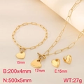 Conjunto de joyas de corazón en acero inoxidable bañado en oro 18K con collar y pulsera - Dorado