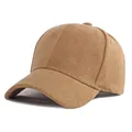 Minimalist camel suede baseball cap with six-panel crown and curved brim on white background - Adjustable / Khaki