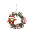 Christmas wreath with teddy bear, natural pine cones, red berries and plaid bows - Bear Style