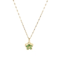 Collana in acciaio dorato con pendente a fiore in pietre verdi e cristalli bianchi - Stile Fiore Dorato (5470719308510)