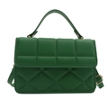 Quilted green faux leather handbag for women with adjustable strap and gold hardware - Green
