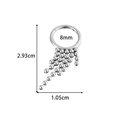 Silver stainless steel seamless hoop with beaded fringe chain 8mm inner diameter earring - Style 5 Beaded Tassel (0183-5# Silver)