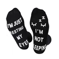 Calcetines negros de algodón con letras blancas antideslizantes 'I'M JUST RESTING MY EYES' - Estilo Pestañas