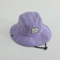 Detail of quick-dry sun hat showing breathable metal eyelet and BEAR label patch - Purple / 52cm