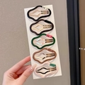 Five-piece wavy hair clips in varied colors with min lettering for girls - Wave Shape Clips / 5 Pieces / Coffee Colors