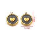 Pendentif cœur doré avec insert gris et dimensions 13x16mm sur fond blanc éclatant - Type F Cœur Noir