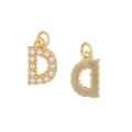 Golden letter D pendant with white pearls and smooth metal finish for necklaces - Letter D