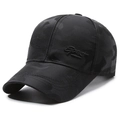 Herren Camouflage Baseballkappe in Schwarz mit Sport-Stickerei für Outdoor-Sonnenschutz - Stickerei-Etikett / Schwarz