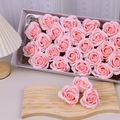 Three-layer soap rose flowers in soft pink for gift boxes and wedding decorations - 5 Layers (25 Pcs/Box) / Pink