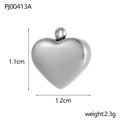 Polished silver heart-shaped stainless steel pendant with 1.1x1.2cm size and 2.3g weight - Silver Heart Pendant (PJ00413A)
