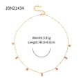 Detail of tarnish-free gold chain with pink round and rectangular crystal pendants - Pendant Necklace (JDN21434)