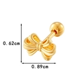 Gouden strik oorknopje met schroefsluiting en zirkonia, breedte van 0,89 cm - Strikje-stijl (0197-2#) / Goud