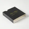 Black and white slide-out jewelry box with gold stamped Best Wishes text branding - Sleeve with Text / 7*7*2cm / Black