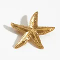 Polished gold-plated stainless steel starfish brooch with detailed textured surface - Textured Starfish Style (KX004) / Gold