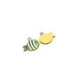 Green and white enamel fish pendant with gold-plated finish for DIY jewelry - 11*17mm Chubby Fish - Light Green Stripes