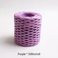 200m roll of purple raffia paper rope for DIY gift wrapping and handicraft weaving - 200m/Roll / Purple