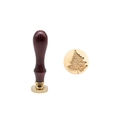Vintage wax seal stamp with wooden handle and brass fern leaf engraved pattern - Painted Handle + Brass Head Tree