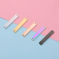 Mirror polished stainless steel rectangular two-hole connector tags in five assorted colors - Double Hole Long Bar (MP192) / 1.5x6x35mm / Steel