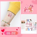 Waterproof glitter temporary tattoos with pink rabbit and cat patterns for Valentine's Day - EG-212 (Glitter Tattoo Sticker)