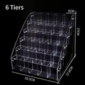 6-tier clear acrylic tiered display stand for nail polish and stationery storage - Extended Sextuple Layer Style