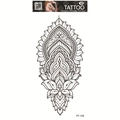 Waterproof mandala flower temporary tattoo sticker FF-126 with black geometric patterns - Complex Mandala (FF-126)