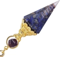 Lapis Lazuli und Amethyst Kristall Pendel Anhänger mit Kupferspule und goldener Metallkappe - Lapislazuli