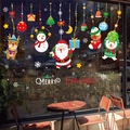 Pegatinas navideñas para ventanas con Papá Noel y renos en cristal de una cafetería - Estilo de Aplicación Real de Cafetería (SR-19)