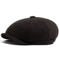 Donkerbruine newsboy pet met visgraatmotief van wolmix met klassiek 8-panel design - Verstelbaar / Donkerbruin