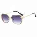 Retro polygon sunglasses with gold metal frame and purple gradient lenses - Gold Frame Gradient Grey Lens