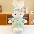 Cute plush rabbit toy with green plaid dress, soft stuffed bunny doll gift for girls. - Green / 40 cm (0.16 kg)