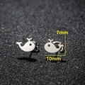 Polished stainless steel whale stud earrings measuring 7mm by 10mm for women - 275 Steel (Whale)
