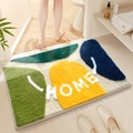 Rectangular HOME plush bath mat with colorful stitching design for bathroom floors - Colorful Stones