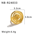 Chic 18K gold plated stainless steel ring with spiral abstract rose design, size 3.2cm - Spiral Shaping Style (NB-R24033)