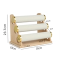 3-tier bamboo jewelry display stand with white velvet bars for bracelets and watches - 3-Tier Beige Velvet