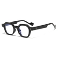 Retro polygon sunglasses featuring thick black geometric frames and rivet details - Shiny Black Frame Blue Light Blocking Lens