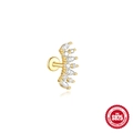 Gold plated S925 sterling silver labret stud with zircon marquise teardrop cluster - Flat Back Eye Shape Gold (#3)