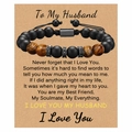 Tiger eye and matte black bead bracelet for men with custom gift card message - To My Husband