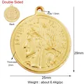 Gold-plated French Marianne coin pendant charm for DIY jewelry making 25mm - Coin (L138419-Gold)