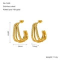 Three-layer layered gold stainless steel hoop earrings with twisted rope texture finish - Twisted Multi-layer Hoop Earrings (1468)