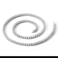 Close-up of silver stainless steel tennis necklace with sparkling white zircon stones - 3mm*45cm / Silver