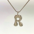 Silver balloon letter R bubble pendant necklace with polished box chain for women - Letter R / Silver