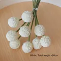 Artificial white dandelion ball bouquet with 9 fuzzy flower heads, 26cm in total length - White