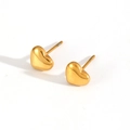 Elegant gold heart stud earrings featuring a polished finish on a white background - Gold Heart Studs