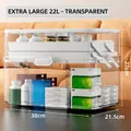 Extra large 22L three-tier transparent home medicine box with handle and secure latches - Extra Large (22L) / Clear White