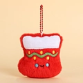 Plush Christmas stocking keychain in red and white with festive smiley embroidery - Socks