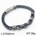 Pulsera retro de acero de titanio 18K con eslabones en H, longitud 215mm y ancho 6mm - Negro mate