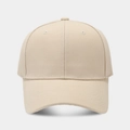 Detail of a beige structured baseball cap showing six-panel stitch and breathable eyelets - Adjustable / Beige
