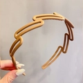 Matte khaki wavy non-slip headband with frosted texture for a minimalist hair style - 11# Ring-Yellow